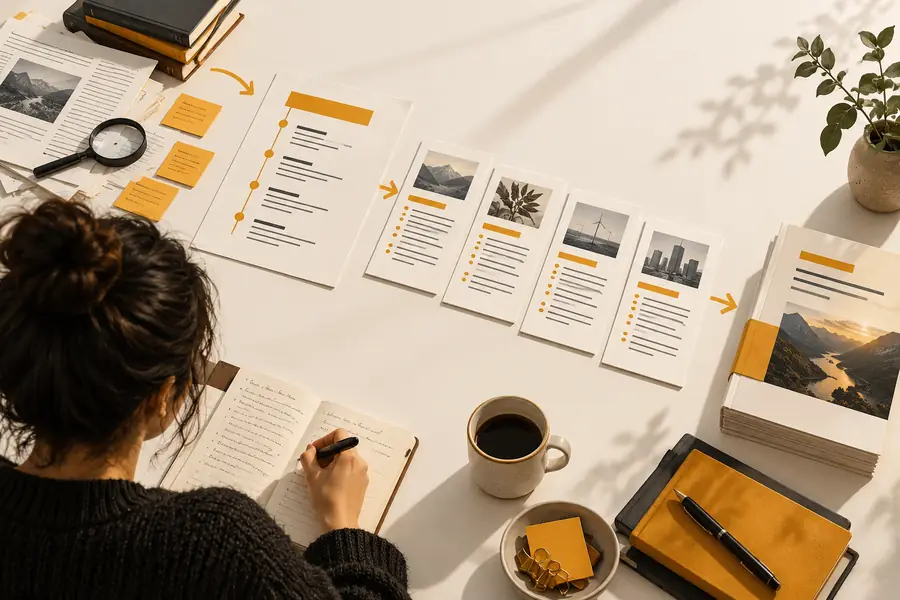 Illustrative article-writing visual for a developed brief