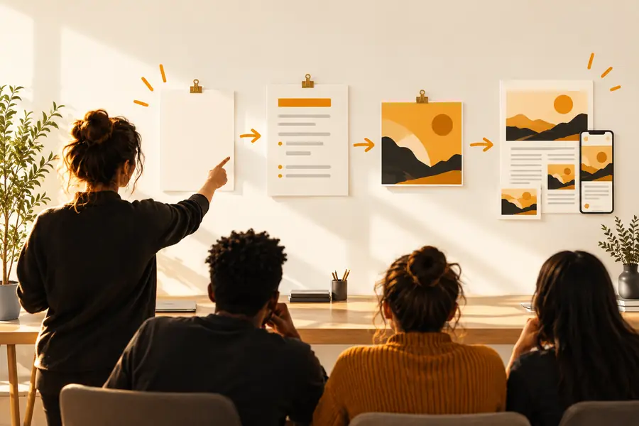 Illustration associée à la révision d’une tâche de rédaction par IA