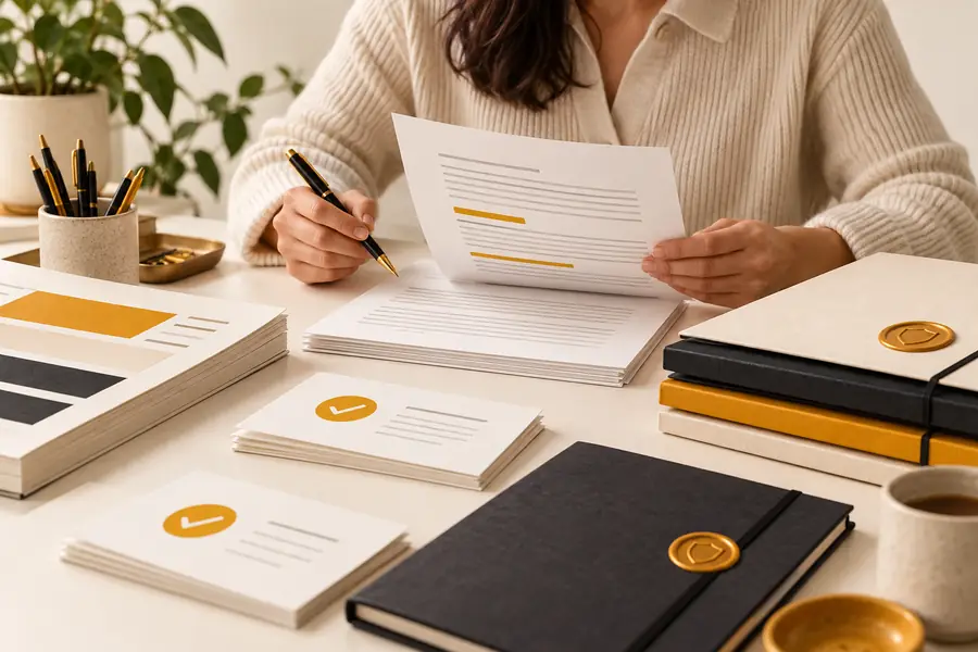 Illustration representing a safety review of AI-assisted writing